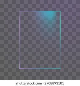 Efeito de folha de plástico neon colorido com bordas transparentes para design de sobreposição futurista ou de interface do usuário