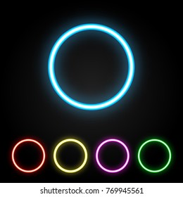 Colorful Neon Ring. Glowing Colored Circles Set. Vector Illustration.