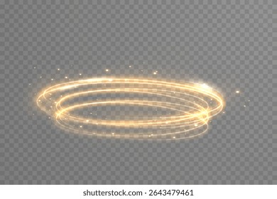Anéis de néon coloridos orbitam em simetria. O flash mágico explode em feixe transparente. A linha dourada brilha como uma fita solar. Faísca luminosa gira em ciclone etéreo.