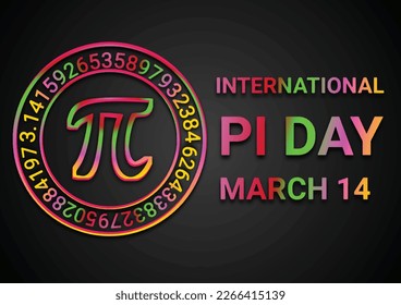 Farbiges Neonzeichen, Vektorgrafik des Hintergrunds zum Internationalen Pi-Tag - 14. März