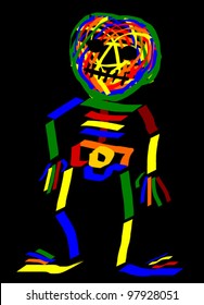 colorful neon skeleton