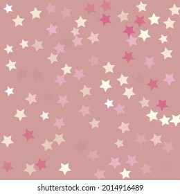 Colorful Neon Sky Seamless Vector. White Pastel Sweet Party Original Night Background. Light Bright Stars Texture Illustration. Magic Christmas Yellow Coral Geometrical Shape Backdrop.