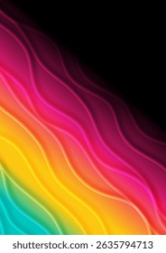 Colorful neon smooth wavy pattern abstract elegant flyer design. Vector graphic background
