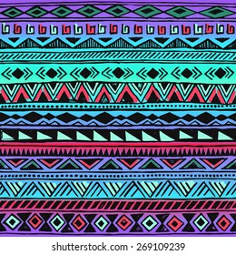 Tribal Striped Seamless Pattern Geometric Multicolor Stock Vector ...