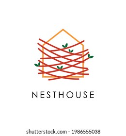 colorful nest house property logo design vector