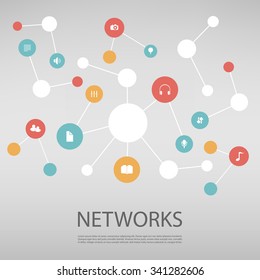 Colorful Network Design Concept With Icons