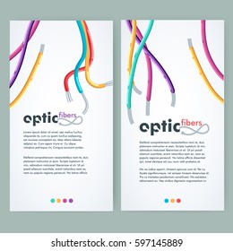 Colorful network optic fiber cables vertical banners or flyers