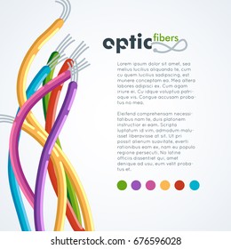 Colorful network optic fiber cables background