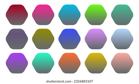 Colorful Nevada Color Shade Linear Gradient Palette Swatches Web Kit Rounded Hexagons Template Set