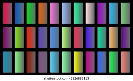 Colorful Nevada Color Shade Linear Gradient Palette Swatches Web Kit Rounded Rectangles Template Set