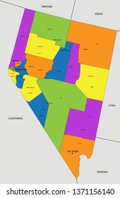 Colorful Nevada political map with clearly labeled, separated layers. Vector illustration.