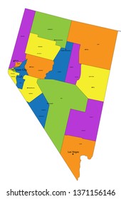 Colorful Nevada political map with clearly labeled, separated layers. Vector illustration.