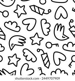Colorful never ending pattern with colors and symbols of lgbt community. LGBTQI+ flat vector illustrations for fabric print and other
