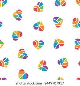 Colorful never ending pattern with colors and symbols of lgbt community. LGBTQI+ flat vector illustrations for fabric print and other