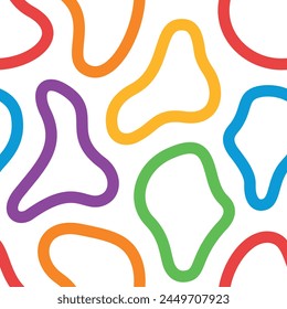 Colorido patrón de nunca acabar con colores y símbolos de la comunidad lgbt. ILUSTRACIONES VECTORIALES planas LGBTQI+ para estampado de tela y otros