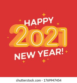 Colorful New 2021 Year vector flat design banner, poster or greeting card template with volumetric digits or numbers