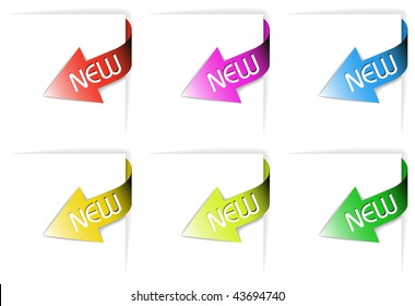 Coloridas nuevas cintas de esquina - flechas que apuntan al contenido (vector)