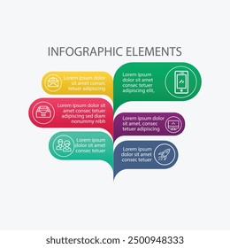 Colorful new infographic steps 6 template design Free 