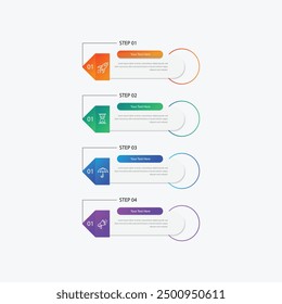 Colorful new infographic steps 6 template design Free 