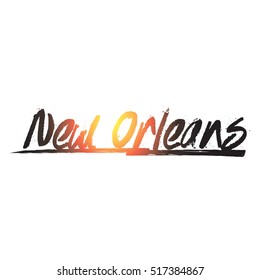 Colorful new orleans hand drawing text vector