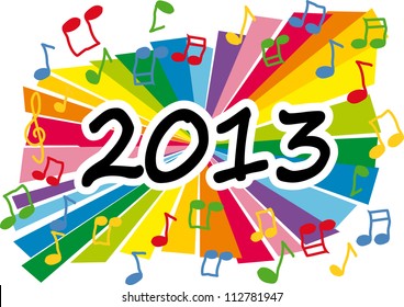 Colorful new year 2013 music illustration
