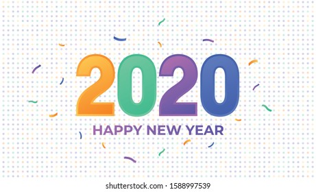 colorful New Year 2020 with halftone