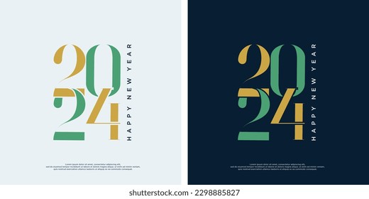 colorful new year 2024 logo design. Premium vector design for 2024 new year banner, poster, template.