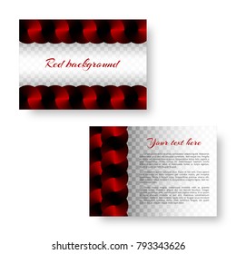 Colorful New Year background with brochure with red plates and shiny conical gradient on a translucent backdrop