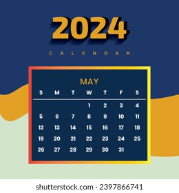 Colorful New Year Calendar  Design - 2024