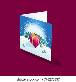 Colorful new year card. Holiday flat illustration
