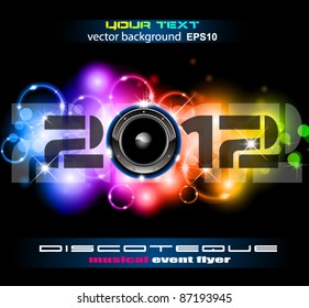 Colorful New Year Celebration Background with Glitter and Rainbow Colours. Ideal for Discoteque Event Flyer or trendy parties.