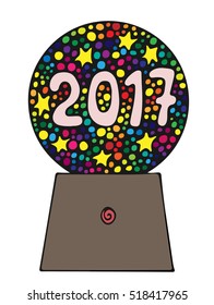 Colorful New Year or Christmas magic ball with text. For coloring book, card, invitation, posters, cover, texture backgrounds, placards, banners.