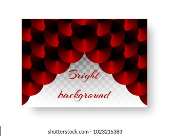 Colorful New Year's design of the cover of the catalog with shiny circles and a red conical gradient on a translucent backdrop