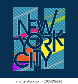 Colorful New York City Typography Design for tee shirt and apparel Vector graphic