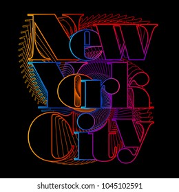 Colorful New York City Typography Design for tee shirt and apparel Vector graphic