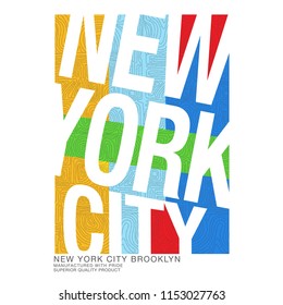 Colorful New York typography design with authentic pattern background , Vector T-Shirt graphics,