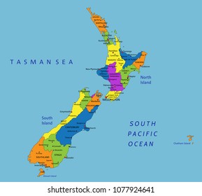 Similar Images, Stock Photos & Vectors of Detailed New Zealand physical ...