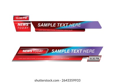 Elemento gráfico do modelo do terceiro banner inferior de notícias coloridas