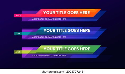 Colorful News Lower Thirds Pack. Sign Of live News, Ultra HD. Banners For Broadcasting Television Video Template. Isolated Illustration