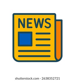 Colorful news publication illustration with headlines icon illustration element
