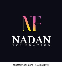 Colorful NF Letter Logo Design