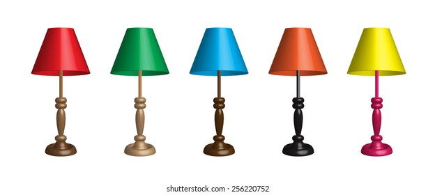 Colorful night lamps with lampshades