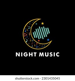 Colorful Night Music logo design vector illustration