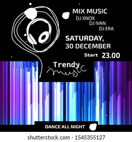 Colorful night party vector poster template design.