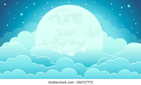 Colorful of the night sky background with clouds and moonlight