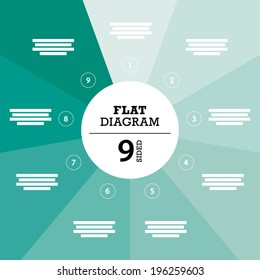 Colorful nine sided full background stripe puzzle presentation diagram infographic template with explanatory text field