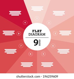 Colorful nine sided full background stripe puzzle presentation diagram infographic template with explanatory text field