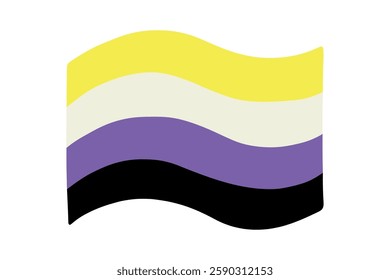 Colorful Non-binary pride flag Happy pride day LGBTQ community Pride Month Vector hand drawn doodle for posters, stickers, logo, cards