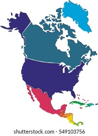 Colorful North America Map