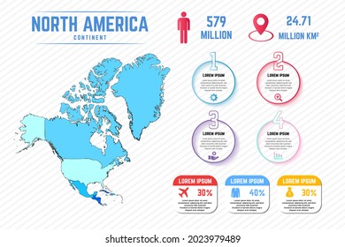 Colorful North America Map Infographic Template
